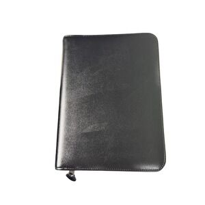 Day-Timer Black Zippered Portfolio Organizer Business Planner Cover ID Window